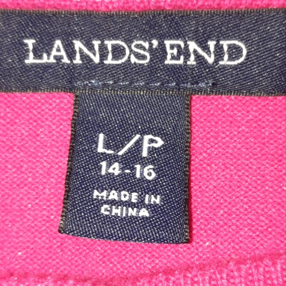 Lands End Button Down Pink Cardigan size LP - Picture 8 of 9